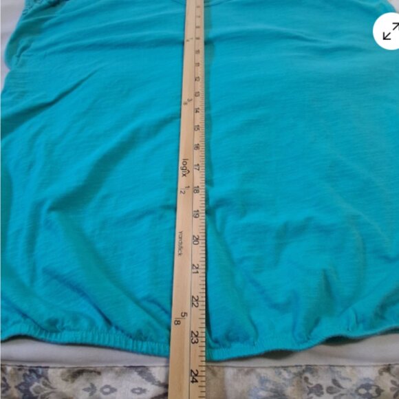 Sonoma Lifestyle Womens XL Sleeveless‎ Top Turquoise Cotton Lace Back Flaw A27 - Picture 5 of 8
